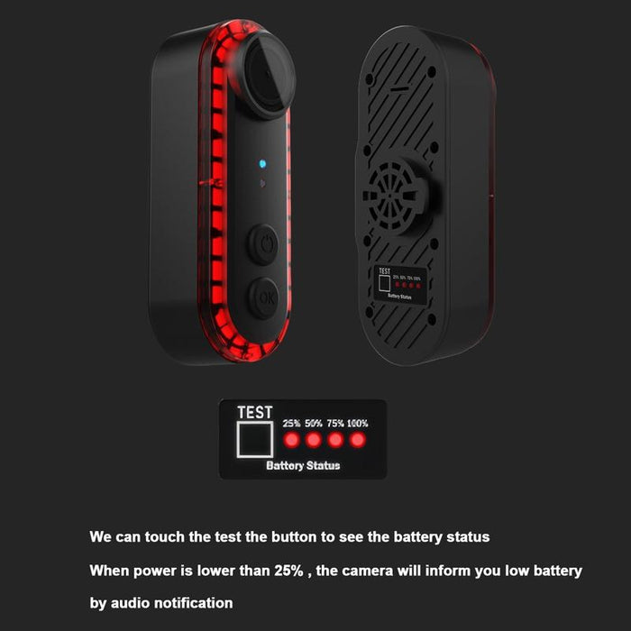 Waterproof Bike Rear Light With Wifi Camera 1080P Recorder For Cycling