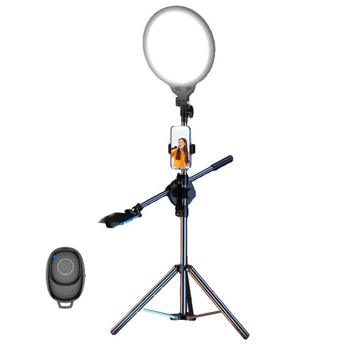 12.6 Inch Full-Screen Selfie Ring Light Tripod Set For Live Stream - 210Cm Bracket