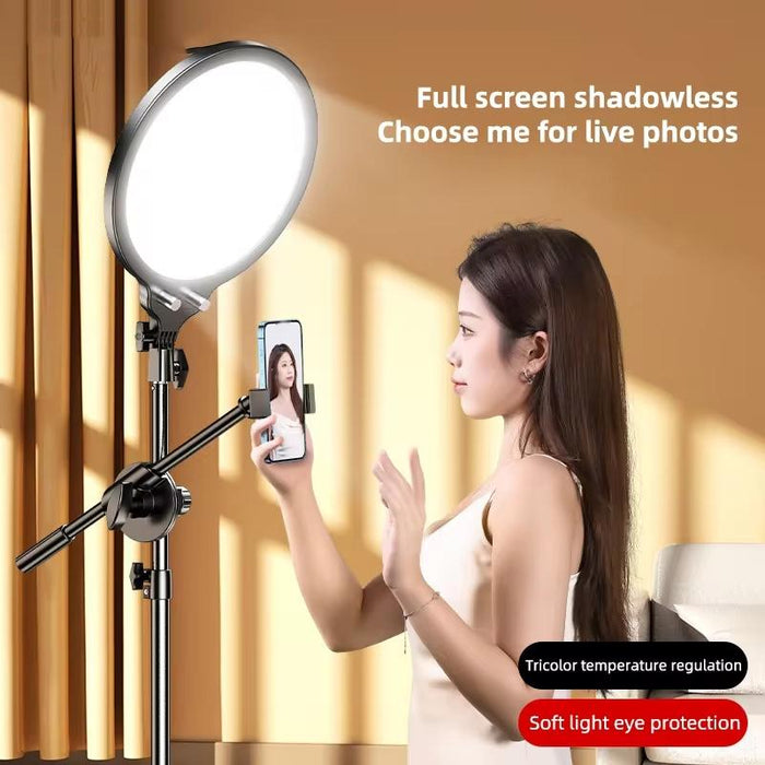 12.6 Inch Full-Screen Selfie Ring Light Tripod Set For Live Stream - 210Cm Bracket