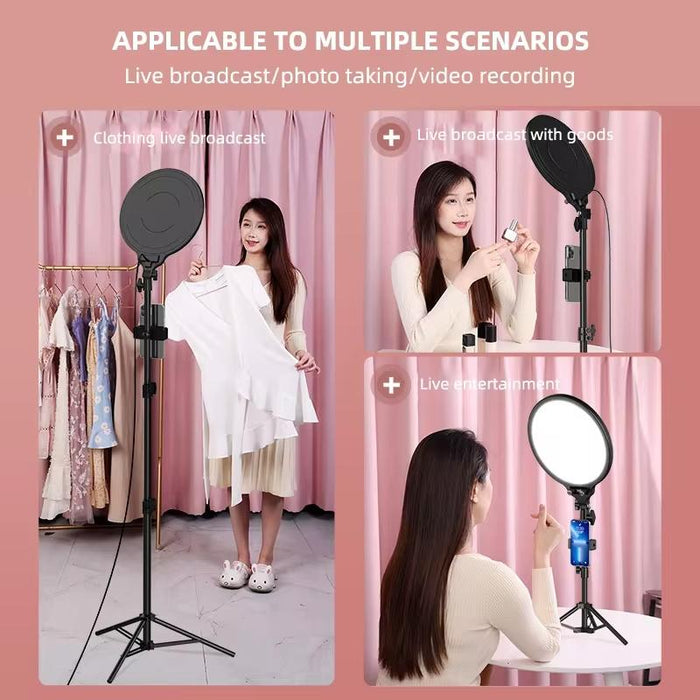 12.6 Inch Full-Screen Selfie Ring Light Tripod Set For Live Stream - 210Cm Bracket