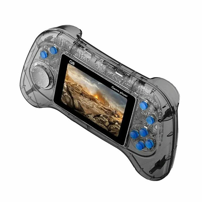 Q8 Handheld Game Console 3.0 Inch Screen Support Tv Connection Built In 800 Games Doubles Transparent Blue