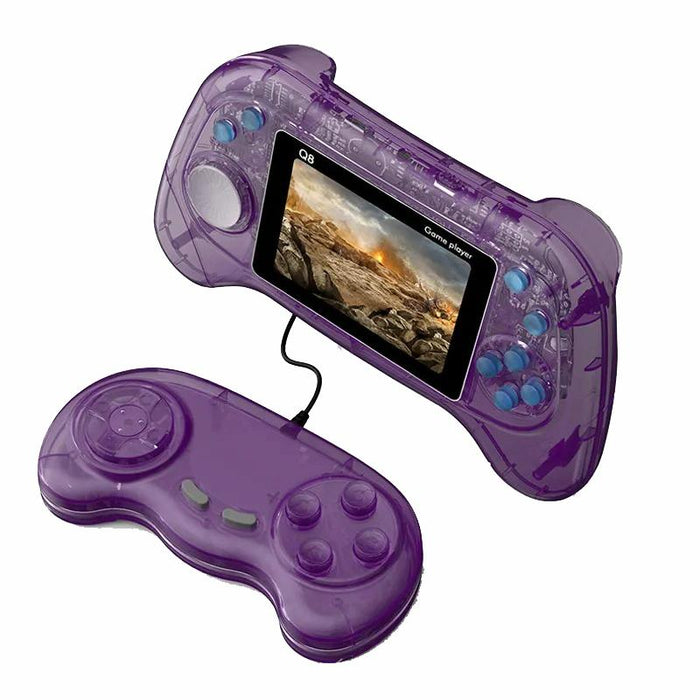 Q8 Handheld Game Console 3.0 Inch Screen Support Tv Connection Built In 800 Games Doubles Transparent Blue