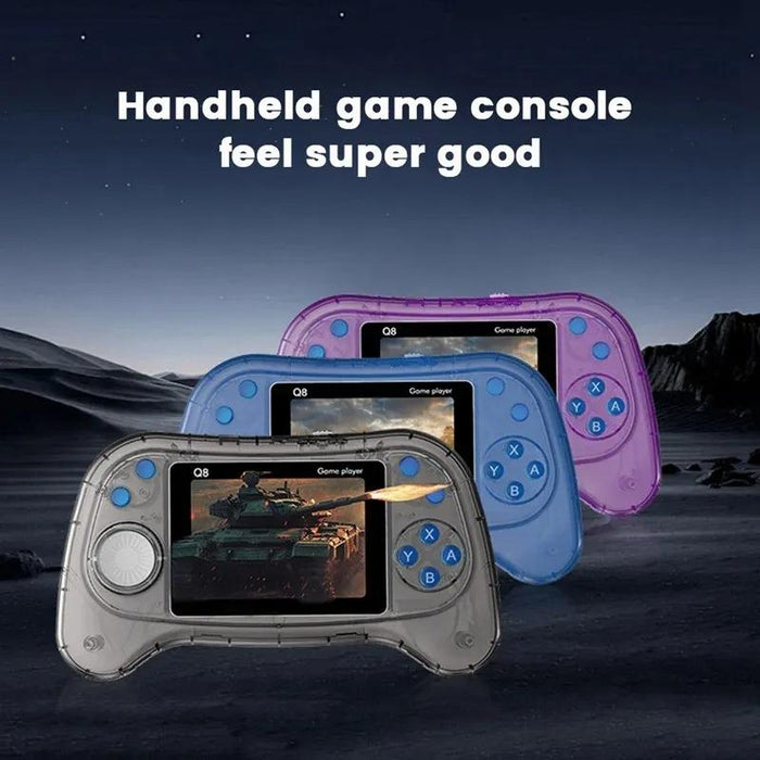 Q8 Handheld Game Console 3.0 Inch Screen Support Tv Connection Built In 800 Games Doubles Transparent Blue