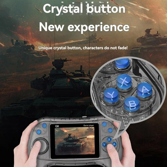 Q8 Handheld Game Console 3.0 Inch Screen Support Tv Connection Built In 800 Games Doubles Transparent Blue