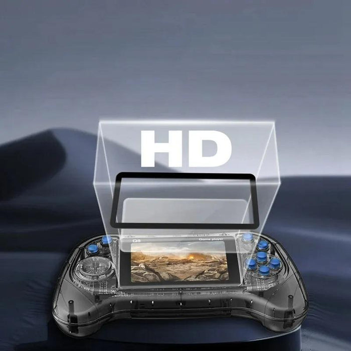 Q8 Handheld Game Console 3.0 Inch Screen Support Tv Connection Built In 800 Games Doubles Transparent Blue