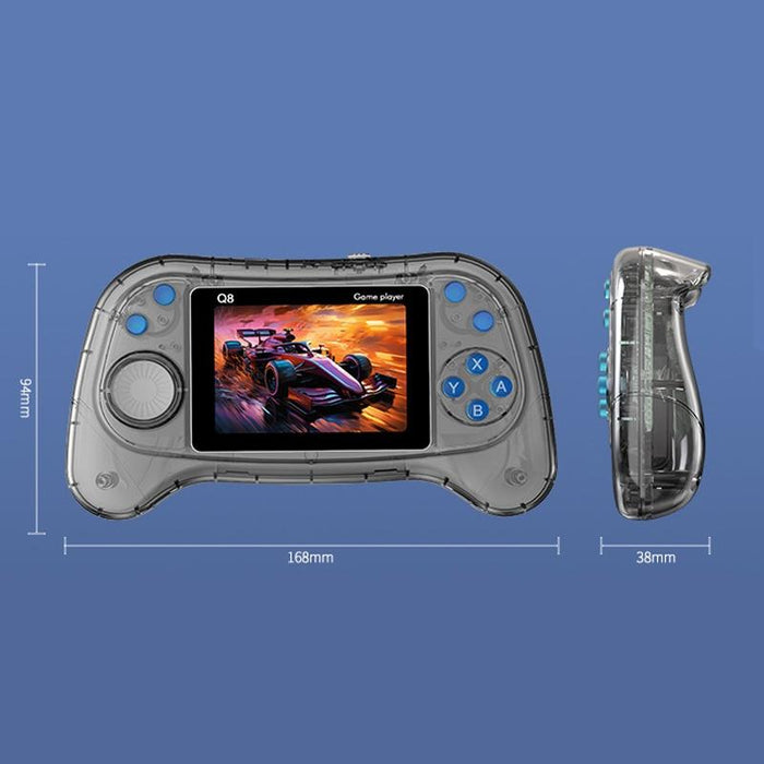 Q8 Handheld Game Console 3.0 Inch Screen Support Tv Connection Built In 800 Games Doubles Transparent Blue