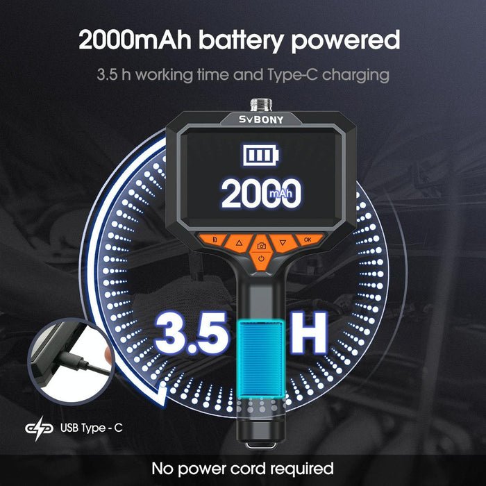 Sm501 Industrial Borescope 2 Megapixel Hd 4.3-Inch Ip67 Waterproof Probe