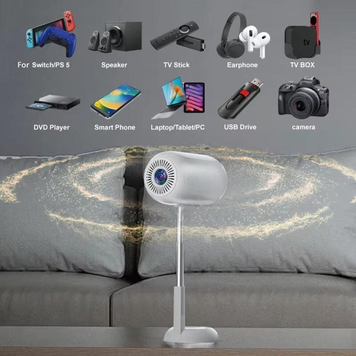 Ts-6 Android 11 Wifi6 4K Mini Projector Hidden Lift Gimbal Projector White