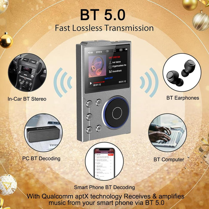 2.4 Inch Hifi Bluetooth Music Player Dsd256 Mastering Sound Quality 16Gb+16Gb Memory