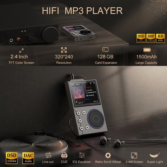2.4 Inch Hifi Bluetooth Music Player Dsd256 Mastering Sound Quality 16Gb+16Gb Memory