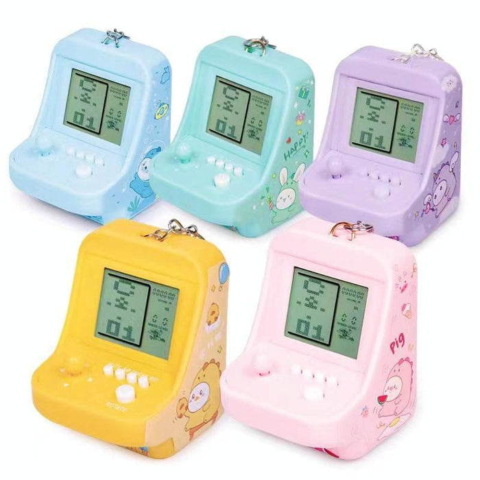 Child Portable Arcade Game Machine Keychain Pendant Mini Building Block Game Toy Gift