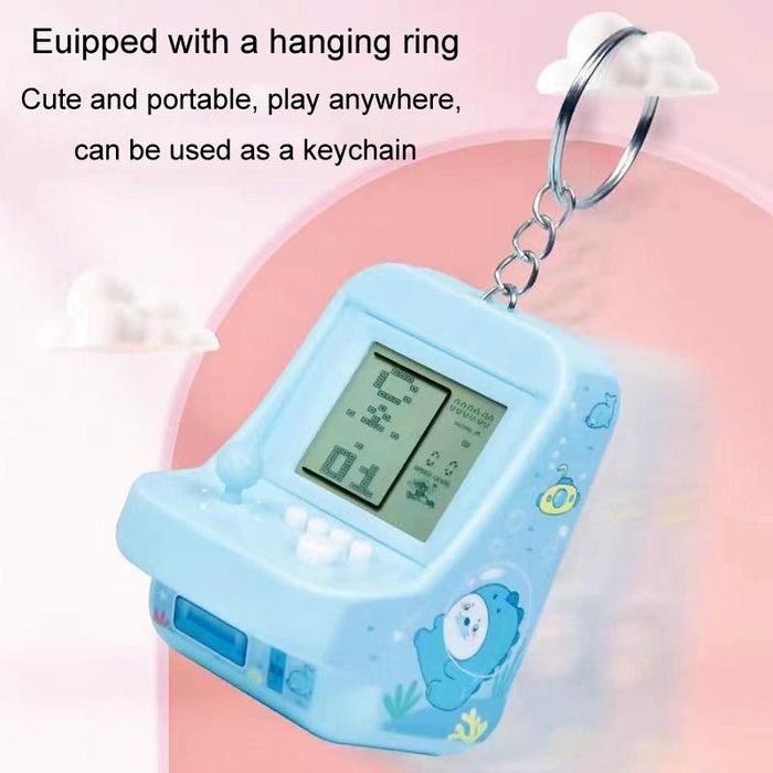 Child Portable Arcade Game Machine Keychain Pendant Mini Building Block Game Toy Gift