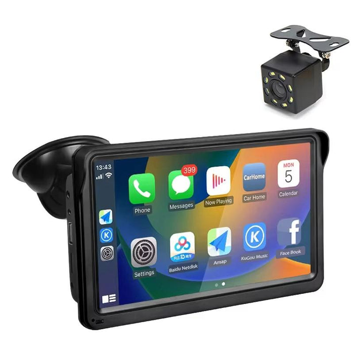7 Inch Bluetooth 5.0 Carplay Monitor - Portable Compatible With Most Vehicles