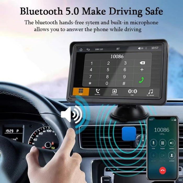 7 Inch Bluetooth 5.0 Carplay Monitor - Portable Compatible With Most Vehicles
