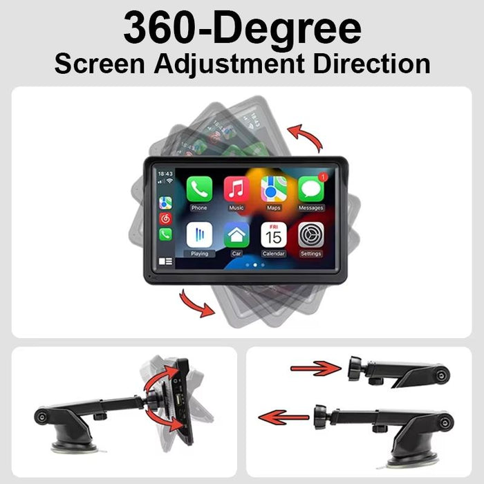 7 Inch Bluetooth 5.0 Carplay Monitor - Portable Compatible With Most Vehicles