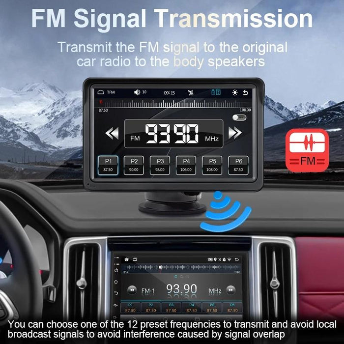 7 Inch Bluetooth 5.0 Carplay Monitor - Portable Compatible With Most Vehicles