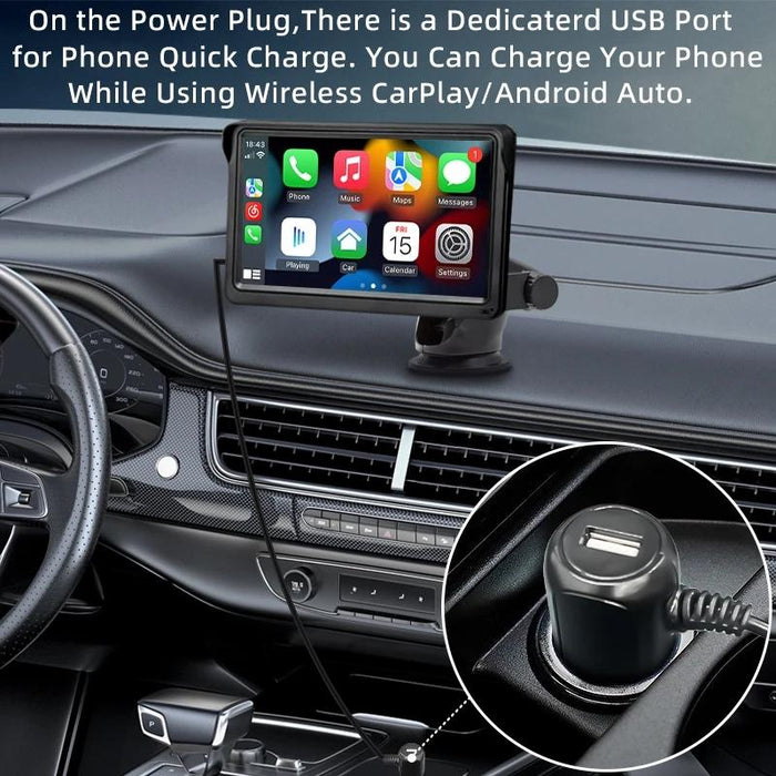 7 Inch Bluetooth 5.0 Carplay Monitor - Portable Compatible With Most Vehicles