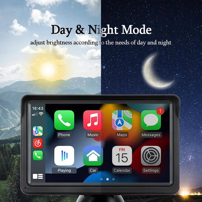 7 Inch Bluetooth 5.0 Carplay Monitor - Portable Compatible With Most Vehicles