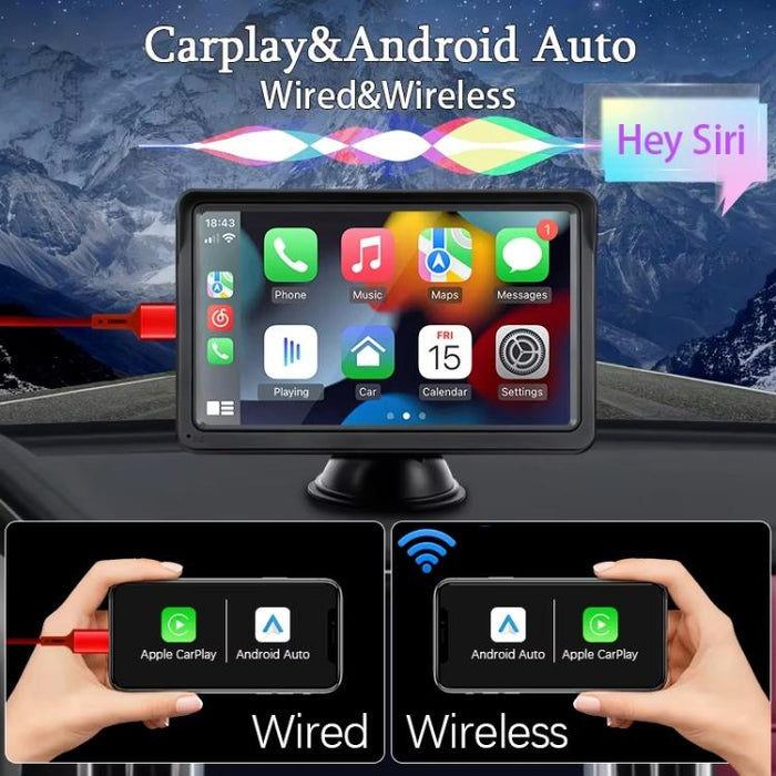 7 Inch Bluetooth 5.0 Carplay Monitor - Portable Compatible With Most Vehicles