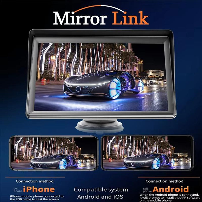 7 Inch Bluetooth 5.0 Carplay Monitor - Portable Compatible With Most Vehicles