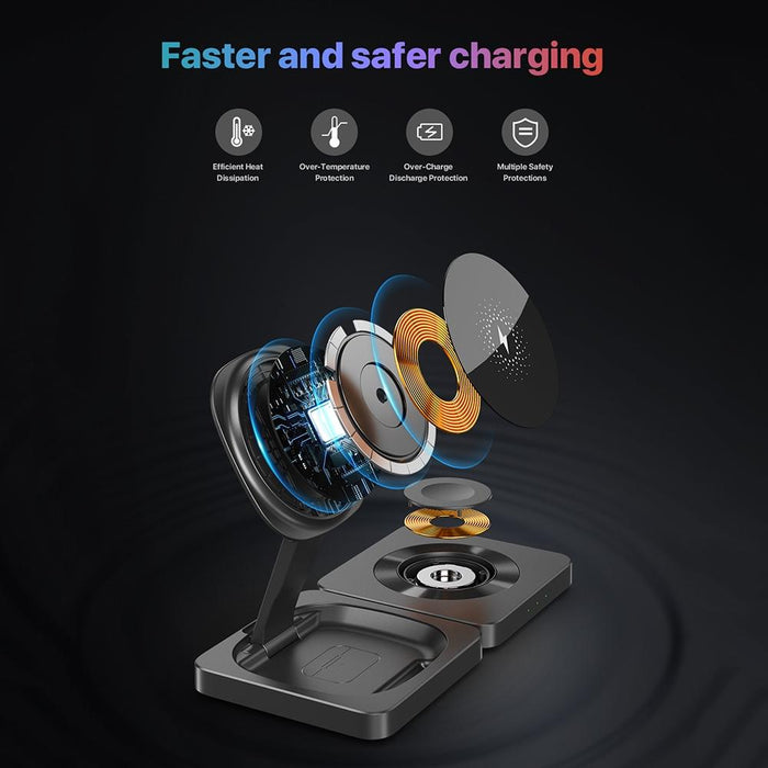 Portable Magnetic Wireless Charger Fast Charging Black