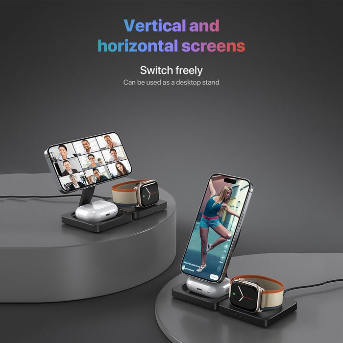 Portable Magnetic Wireless Charger Fast Charging Black