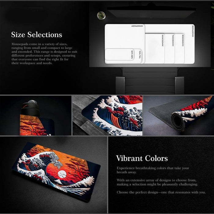 Non Slip Gaming Mouse Pad Big Wave Design