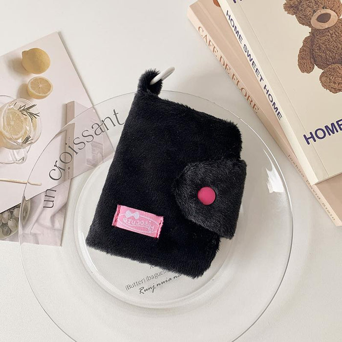 Hisocute Student Plush Pendant Coin Purse Snap Card Case Keychain Earphone Bag