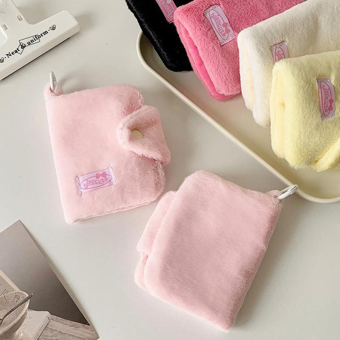 Hisocute Student Plush Pendant Coin Purse Snap Card Case Keychain Earphone Bag