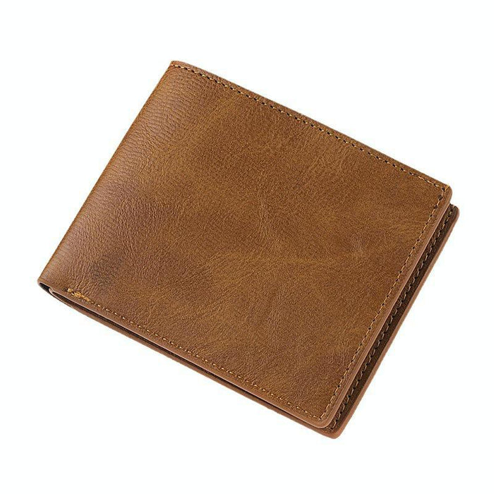 Horizontal Purse Retro Men Short Wallet Student Leather Wallet Money Clip