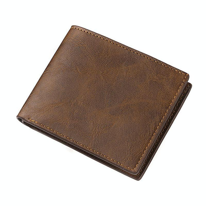 Horizontal Purse Retro Men Short Wallet Student Leather Wallet Money Clip