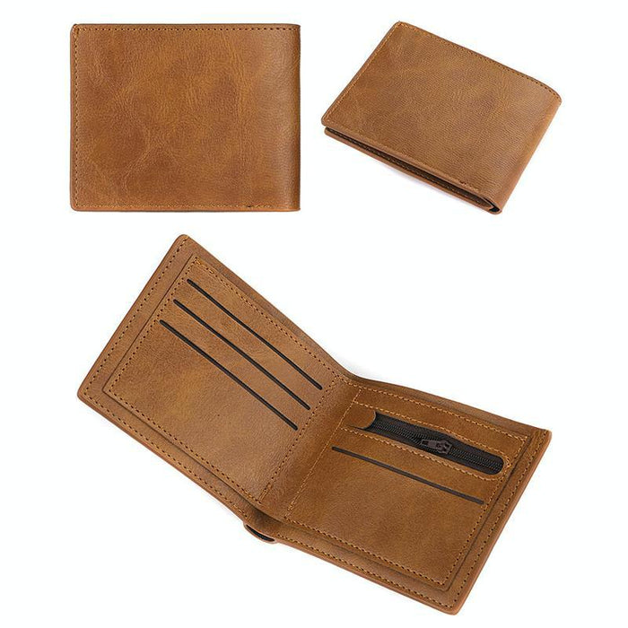Horizontal Purse Retro Men Short Wallet Student Leather Wallet Money Clip