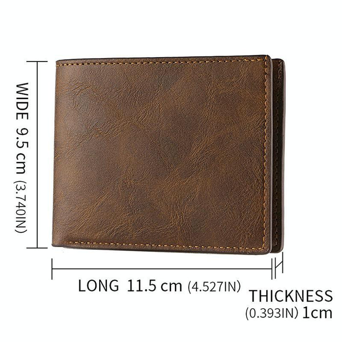 Horizontal Purse Retro Men Short Wallet Student Leather Wallet Money Clip