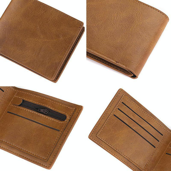 Horizontal Purse Retro Men Short Wallet Student Leather Wallet Money Clip