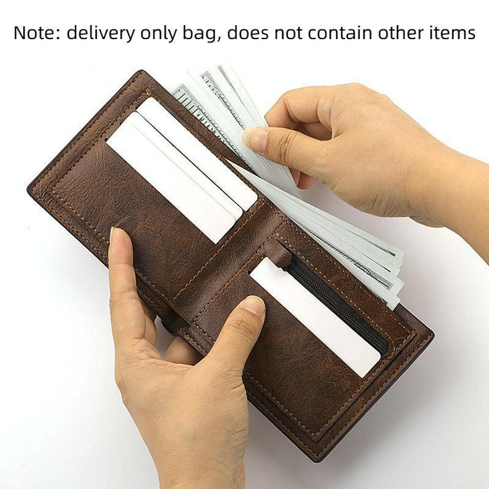 Horizontal Purse Retro Men Short Wallet Student Leather Wallet Money Clip