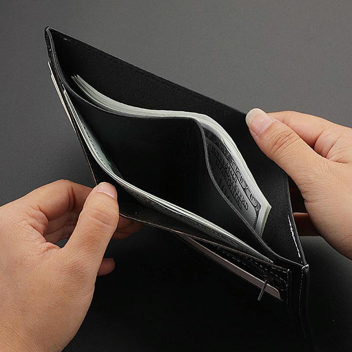 Horizontal Purse Retro Men Short Wallet Student Leather Wallet Money Clip