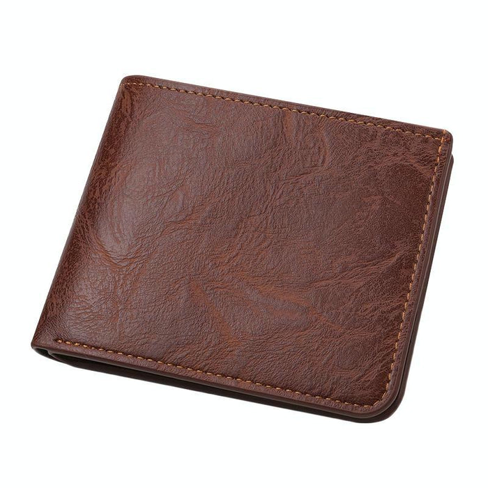 Men Leather Wallet Can Put Driver License Leather Short Money Clip Purse