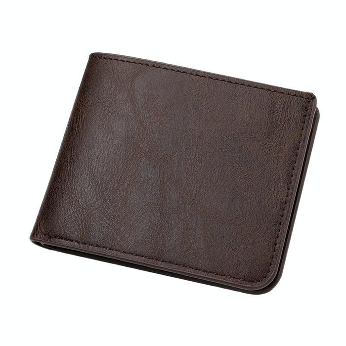 Men Leather Wallet Can Put Driver License Leather Short Money Clip Purse