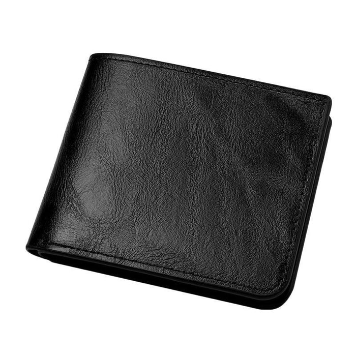 Men Leather Wallet Can Put Driver License Leather Short Money Clip Purse