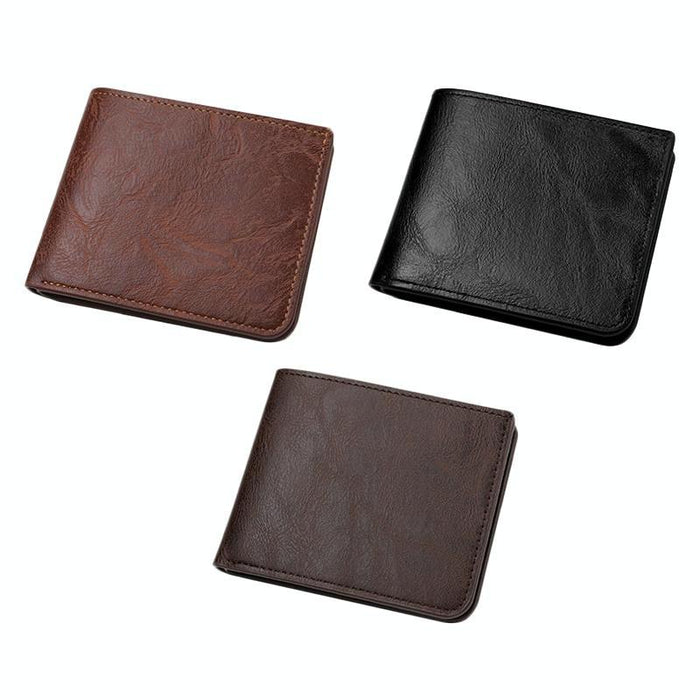 Men Leather Wallet Can Put Driver License Leather Short Money Clip Purse