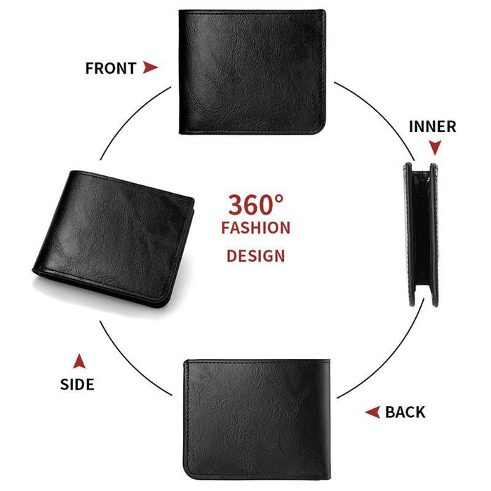 Men Leather Wallet Can Put Driver License Leather Short Money Clip Purse