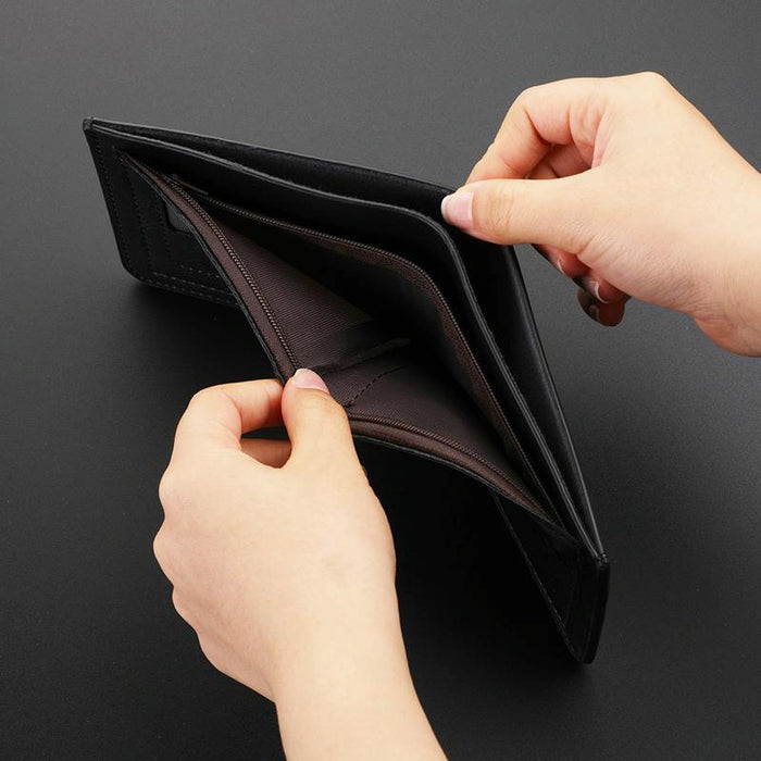 Men Leather Wallet Can Put Driver License Leather Short Money Clip Purse