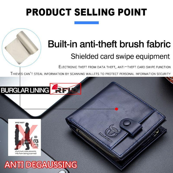 Rfid-Blocking Cowhide Wallet With Id Slot
