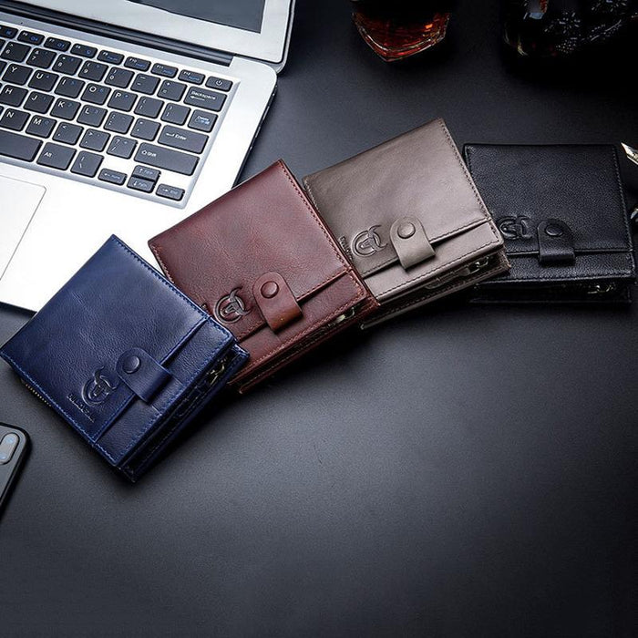 Rfid-Blocking Cowhide Wallet With Id Slot