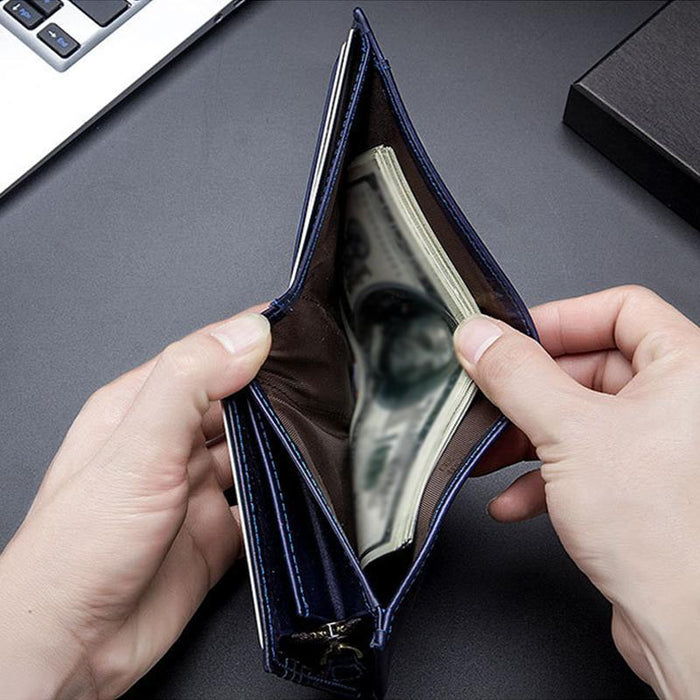Rfid-Blocking Cowhide Wallet With Id Slot