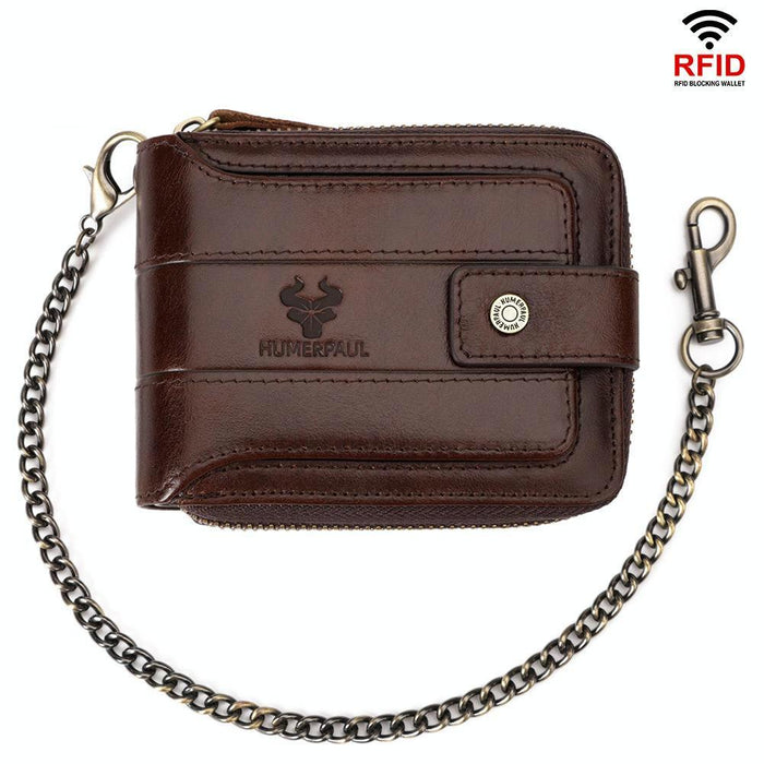 Bp735 Leather Horizontal Zipper Wallet Multiple Card Slots Rfid Anti-Theft Protection Men Purse
