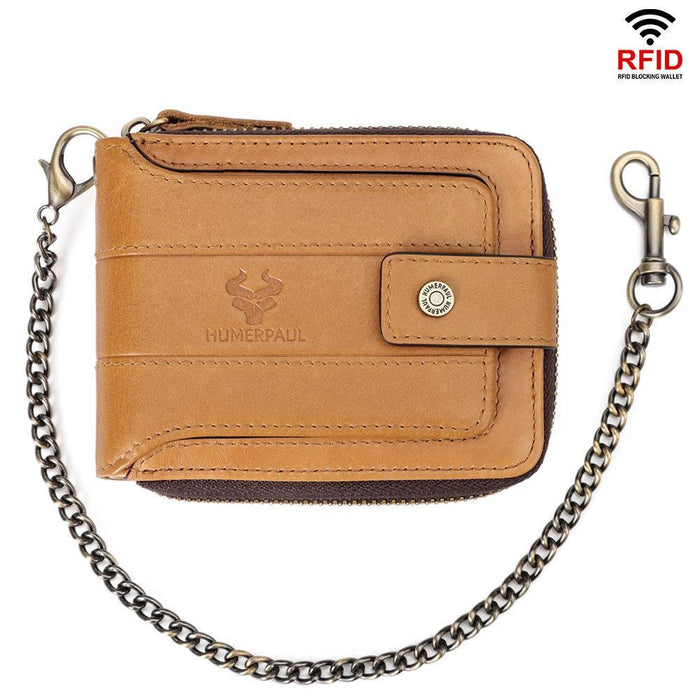Bp735 Leather Horizontal Zipper Wallet Multiple Card Slots Rfid Anti-Theft Protection Men Purse