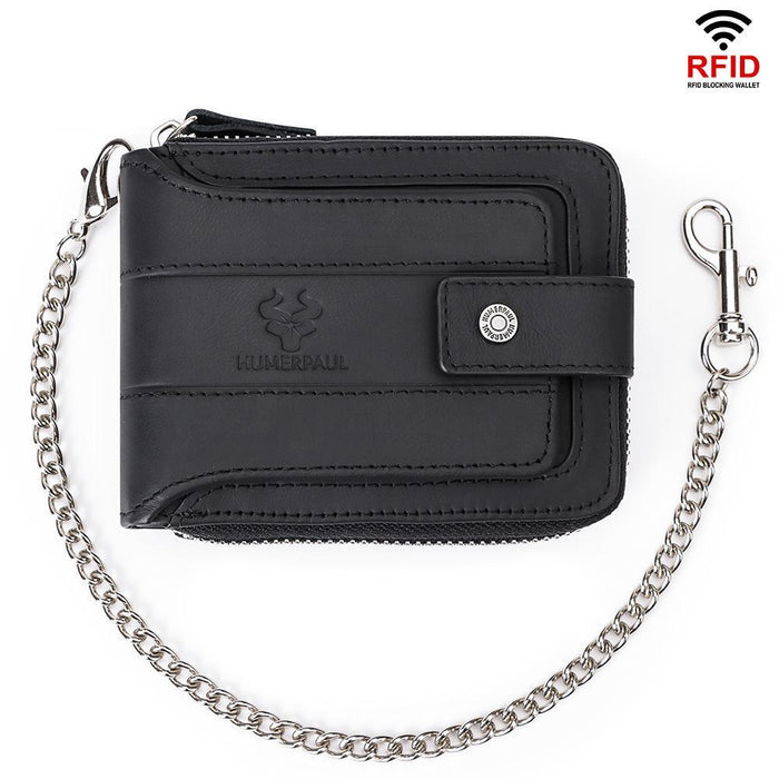 Bp735 Leather Horizontal Zipper Wallet Multiple Card Slots Rfid Anti-Theft Protection Men Purse