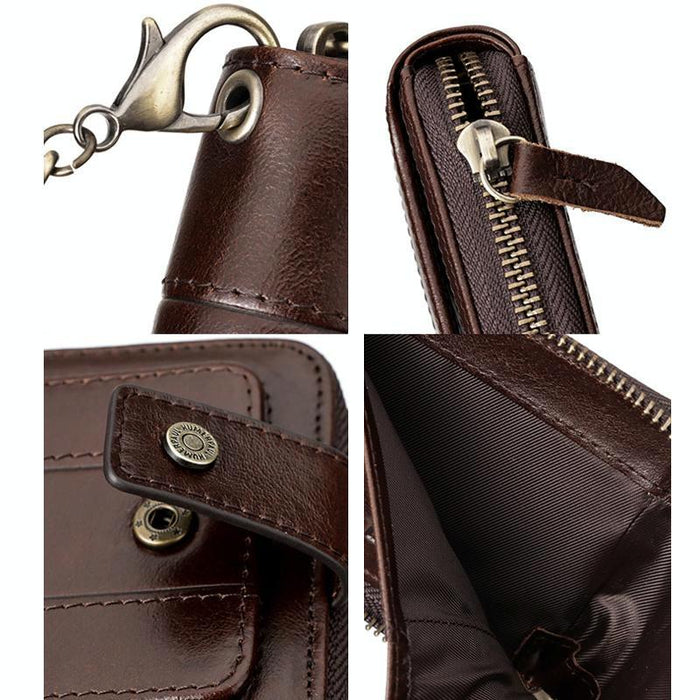 Bp735 Leather Horizontal Zipper Wallet Multiple Card Slots Rfid Anti-Theft Protection Men Purse