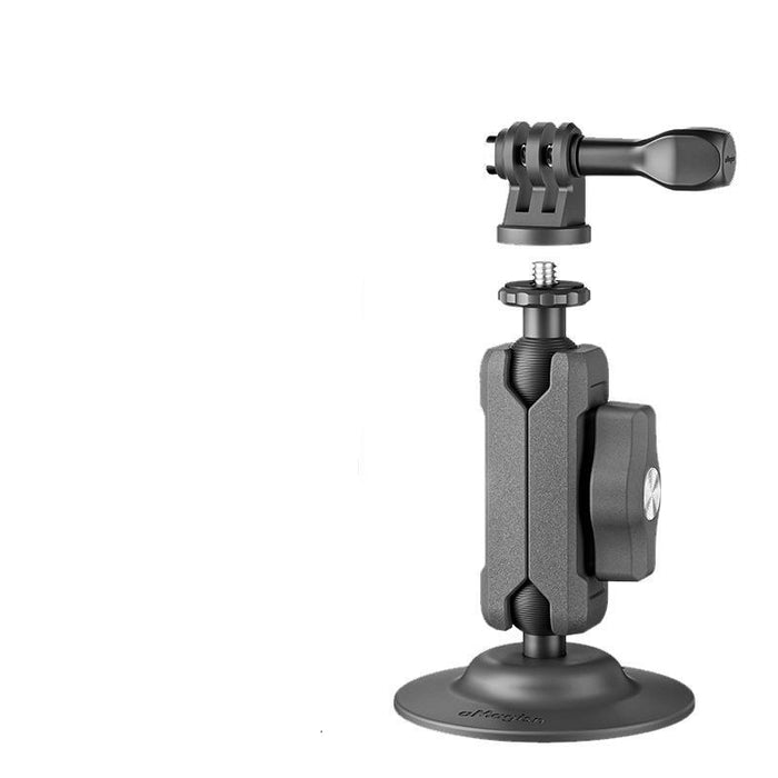 Metal Arm Clamp Mount Adhesive Base With 1 / 4-Inch Joint Ball For Insta360 Dji Gopro Cameras Black